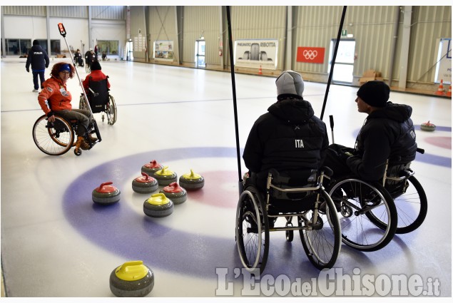 Pinerolo:Sessione di preparazione della nazionale italiana di weelchair Curling 