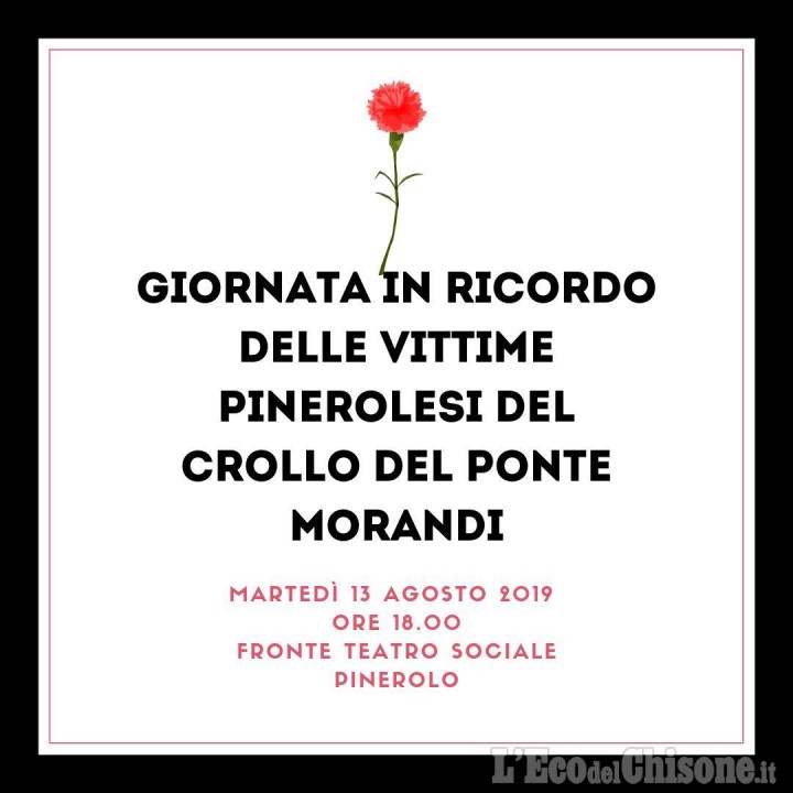 A Pinerolo la commemorazione delle vittime del Ponte Morandi 