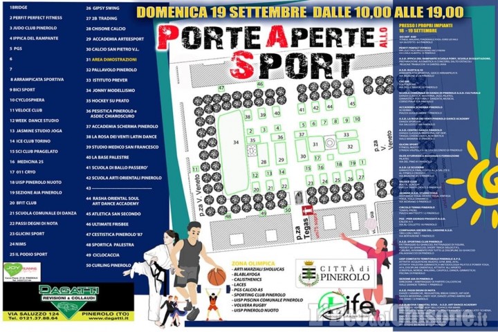 Pinerolo: oggi pomeriggio e domani Porte Aperte allo sport