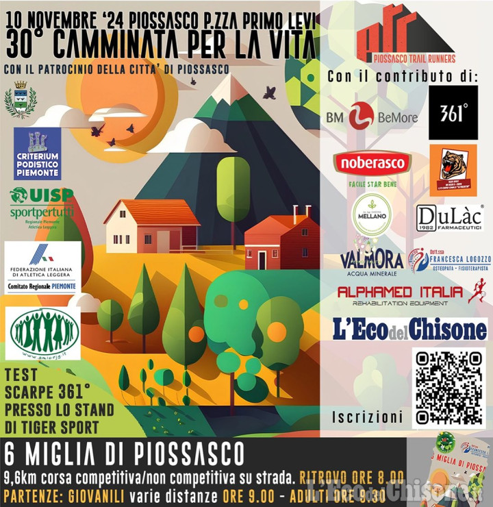 Domenica a Piossasco la trentesima edizione della Camminata per la vita