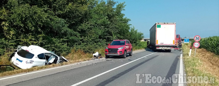Schianto frontale tra None e Candiolo: grave 41enne, trasportato in elisoccorso al Cto
