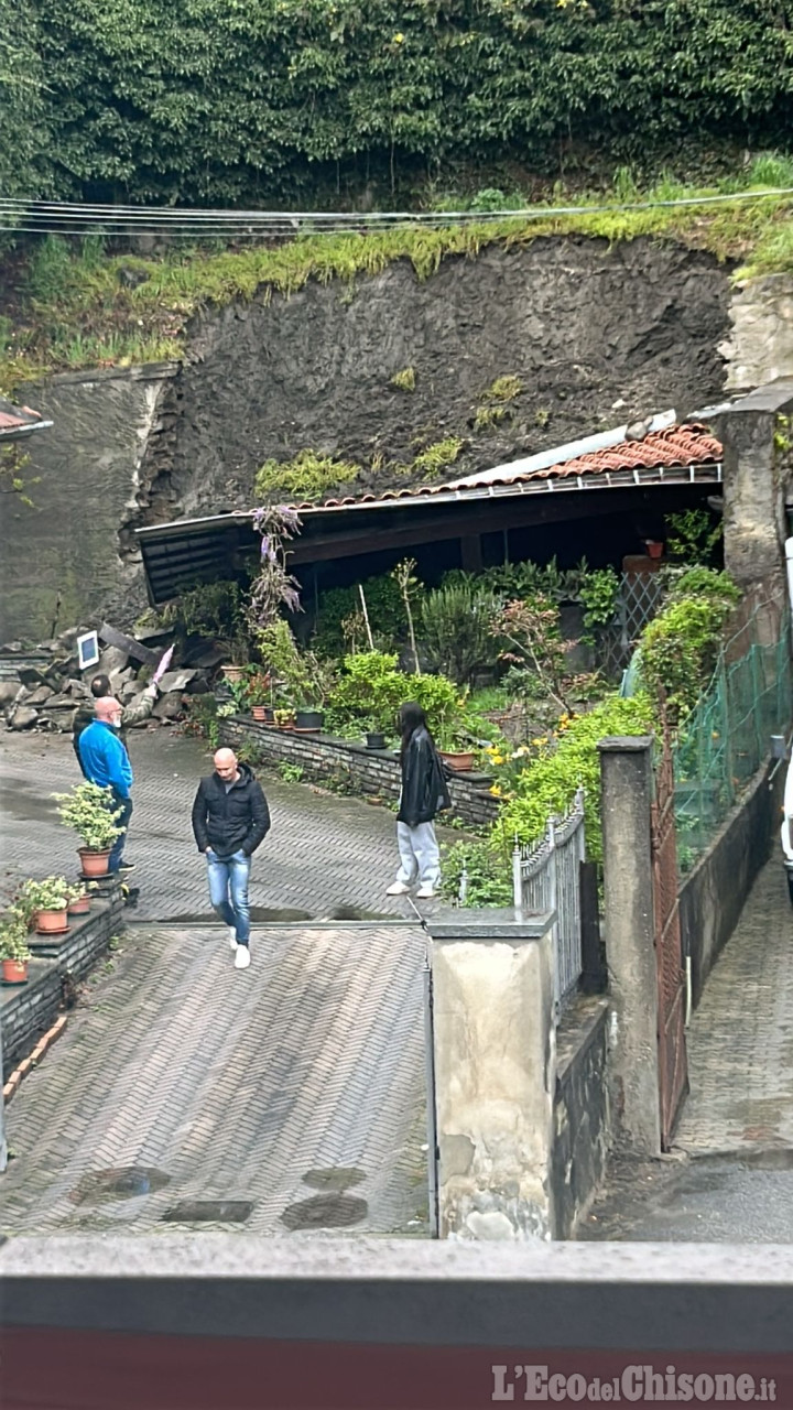 Nuova frana a Villar Perosa: cede il versante dietro la tabaccheria di via Nazionale 
