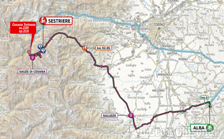 Giro d'Italia, gli orari dei tre passaggi a Sestriere sabato 24 e le chiusure delle strade