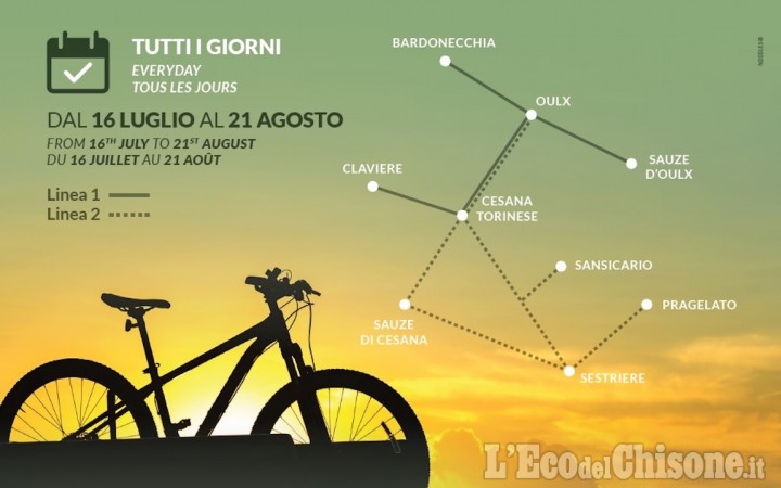 Sestriere: dal 16 luglio al 21 agosto torna la navetta Bike Bus per muoversi con la bici in montagna