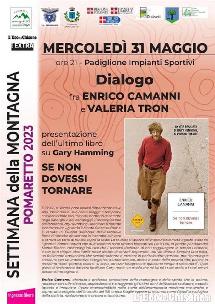 Settimana della Montagna: questa sera a Pomaretto Enrico Camanni con Valeria Tron