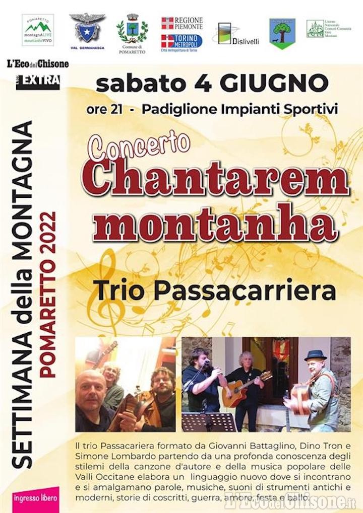 Il trio Passacarriera chiude la Settimana della Montagna di Pomaretto