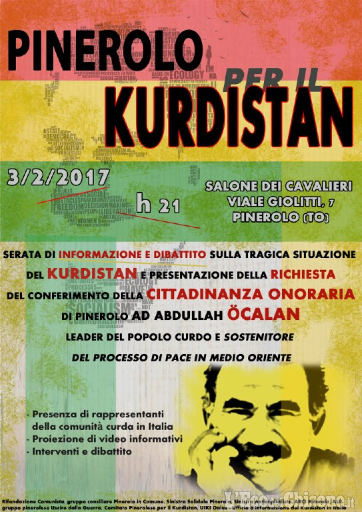 Pinerolo per il Kurdistan: il 3 dibattito sulla cittadinanza onoraria a Öcalan