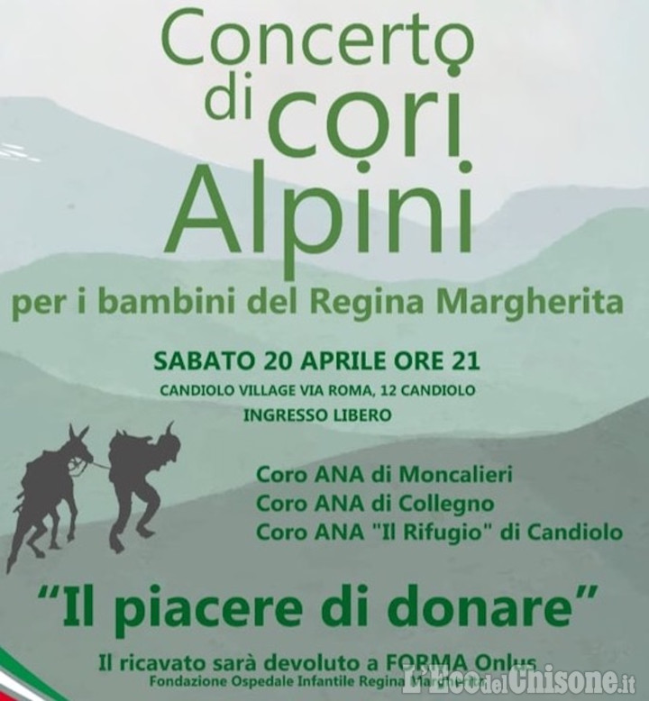 A Candiolo una serata di canti alpini per i bambini del Regina Margherita