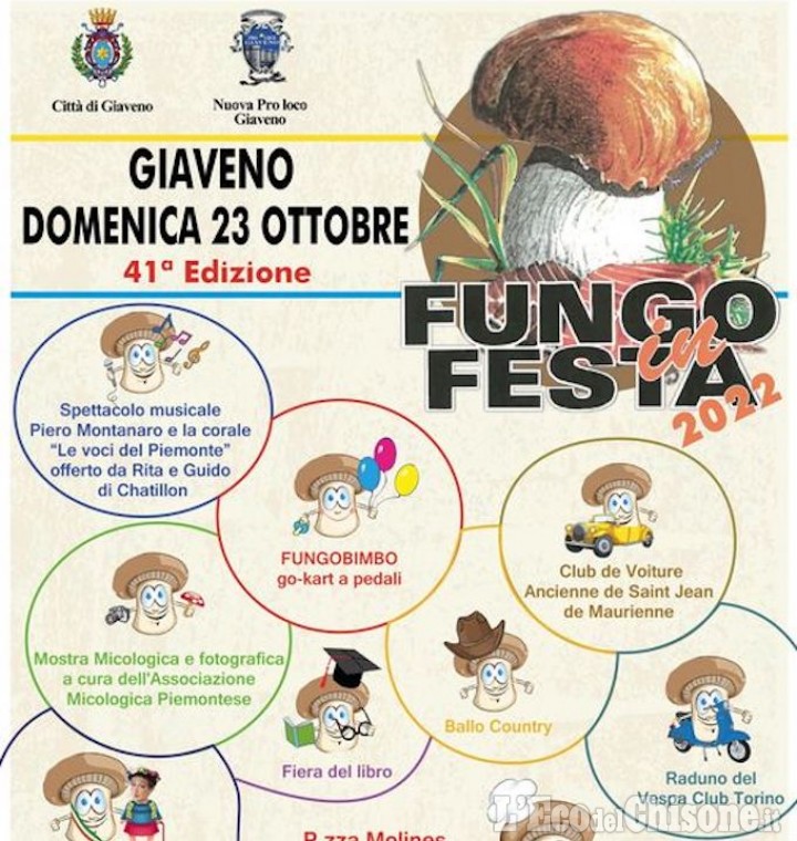 Giaveno: la Festa del Fungo rinviata al 23 ottobre causa maltempo