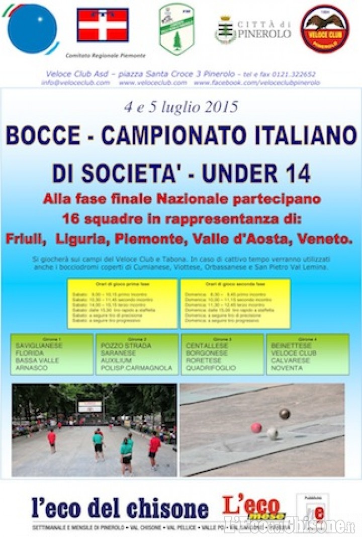 Bocce, al Veloce Club Pinerolo in corso i Campionati Italiani per società under 14