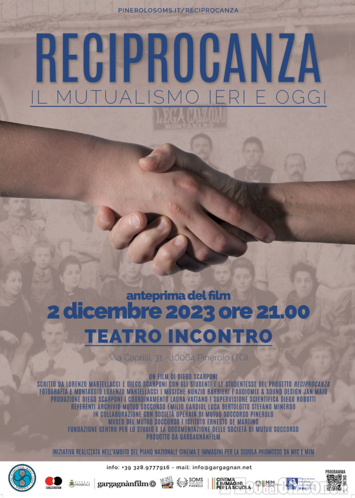 Sabato 2 al Teatro Incontro di Pinerolo la proiezione del corto “Reciprocanza”