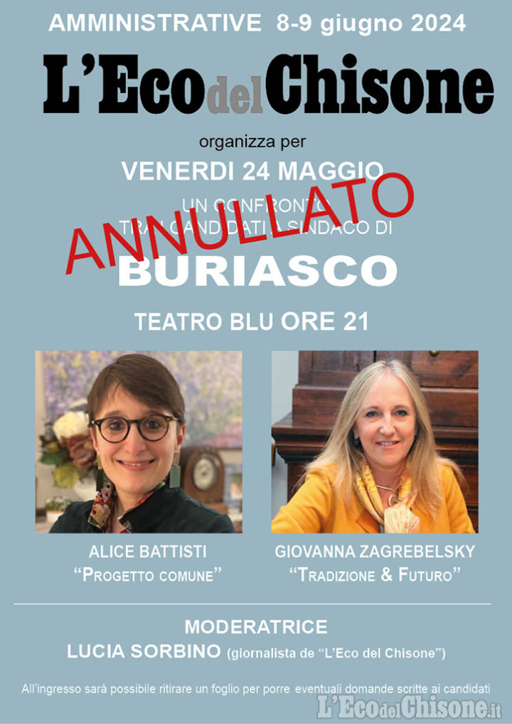 Buriasco, cancellato il faccia-faccia elettorale organizzato da L'Eco del Chisone per venerdì: Zagrebelsky rinuncia