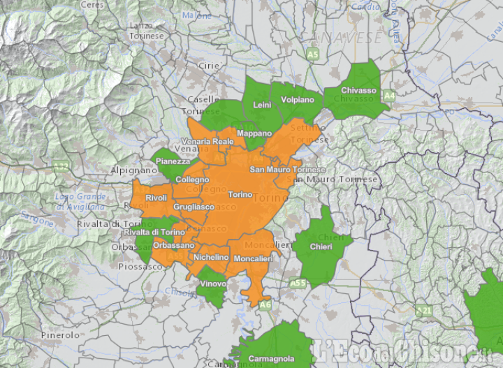 Blocchi del traffico: semaforo arancione per Torino e gli 11 Comuni della prima cintura