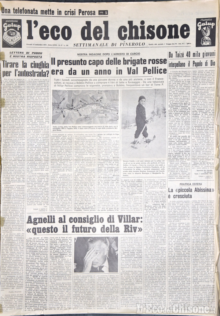 [1974] Il presunto capo delle Brigate Rosse era da un anno in Val Pellice