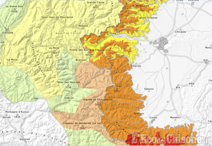 Pericolo valanghe "marcato" nelle valli Po, Pellice, Germanasca, Chisone e Susa