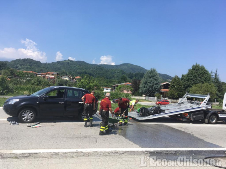 Bricherasio: motociclista tampona Suv, trasportato in elicottero al Cto