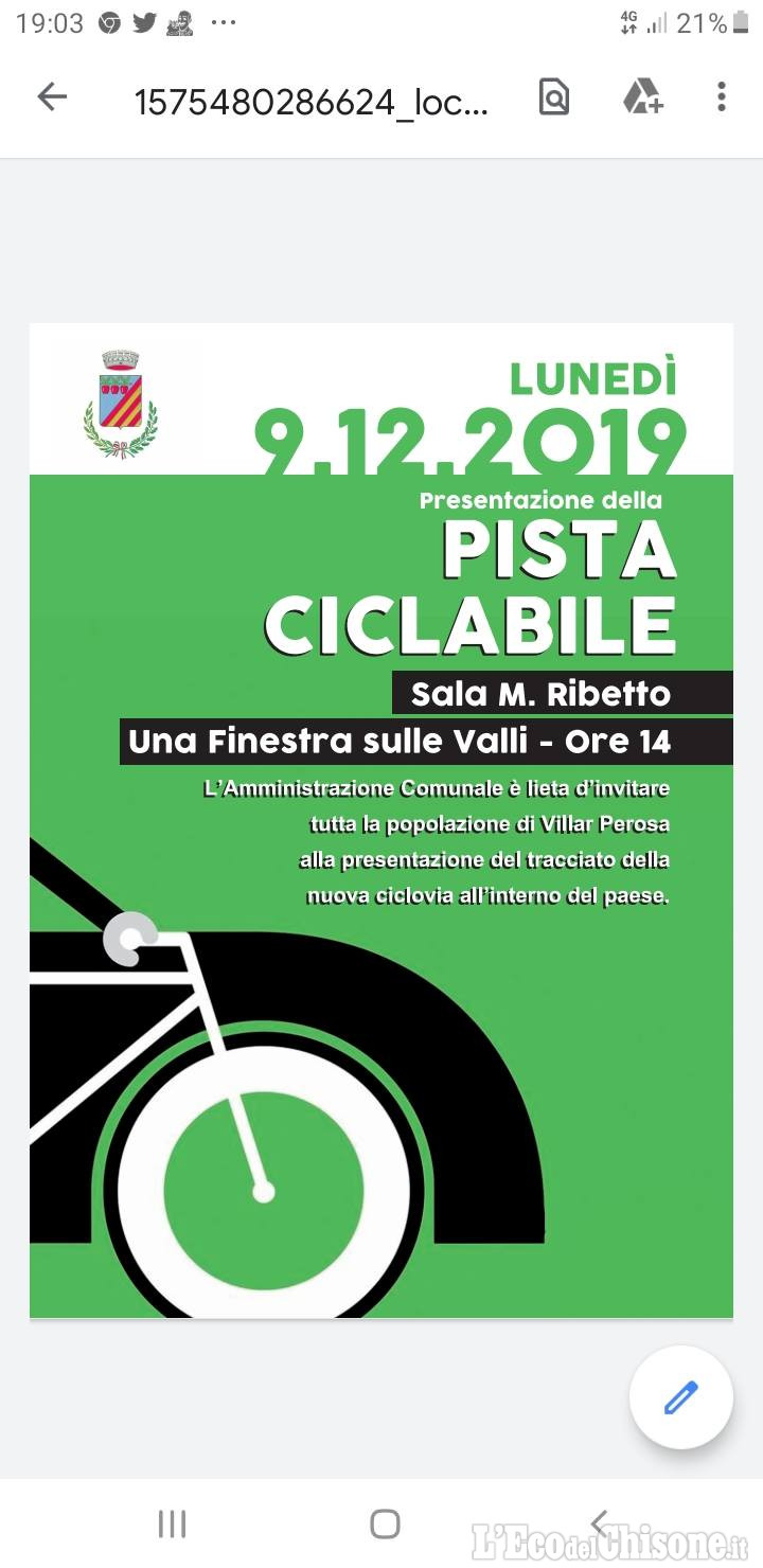 Villar Perosa: lunedì alle 14 l'incontro pubblico sulla pista ciclabile