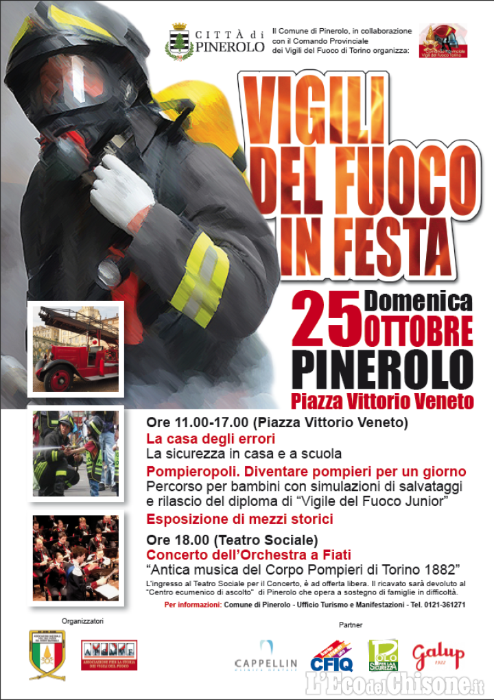 Pinerolo: Vigili del fuoco in festa per l&#039;educazione alla sicurezza e la solidarietà