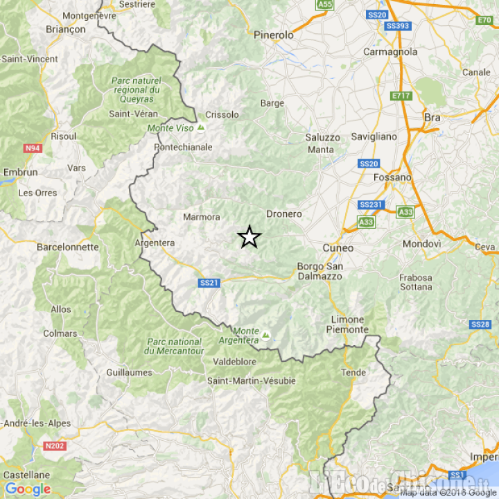 Terremoto di magnitudo 3.5 a Dronero, scossa percepita anche nel Pinerolese