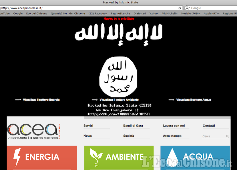 Sito Internet Dell Acea Sotto Attacco L Hacker Firma Stato Islamico L Eco Del Chisone