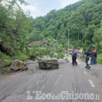 Perrero: massi franati sulla provinciale 169 della Val Germanasca