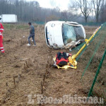 Orbassano: giovane rivaltese sbanda e cappotta in strada Stupinigi