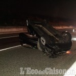 Volvera: urta il guardrail e cappotta in autostrada, 30enne positivo all&#039;alcoltest