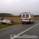 Incidente sulla Sp 138 Virle Cercenasco: l&#039;auto si ribalta, illesa la conducente