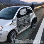 Porsche contro 500 in avaria, paura per tre pinerolesi: nessun ferito