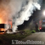 Camion rubato e poi incendiato tra Piscina e Cumiana