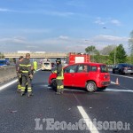 Rivalta: scontro in tangenziale, auto a fuoco dopo un tamponamento 